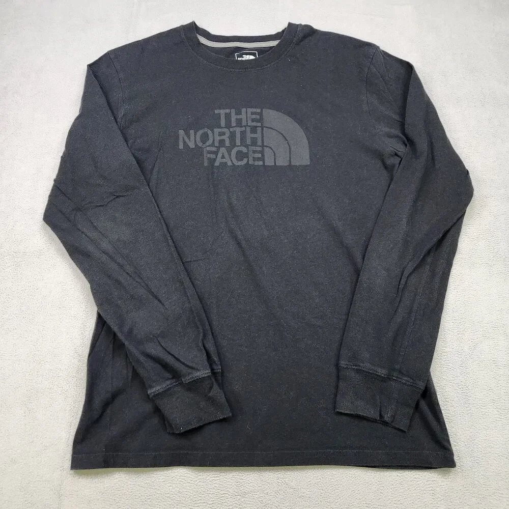 The North Face T-Shirt Men's M Black Long Sleeve Classic Fit Graphic Logo Cotton